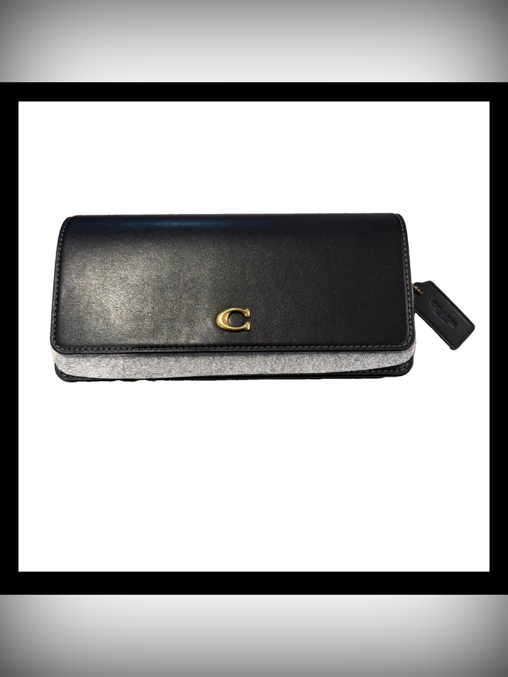 Coach Evie Long Wallet With Chain Black Crossbody Clutch NWOT